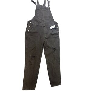 Old Navy Womens Distressed Denim Overalls Washed Black Size 14 733324-00-1